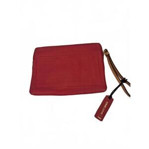 Gap Red Soft Pebble Leather Slender Wristlet Zip Closure 12 Credit Card Id Slots